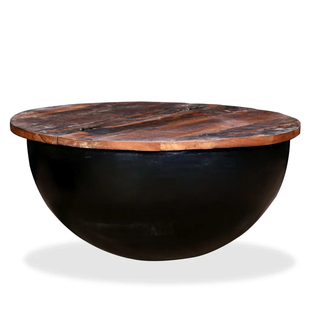 Tavolino da CaffÃ¨ a Forma di Coppa in Massello Anticato Nero cod mxl 11682