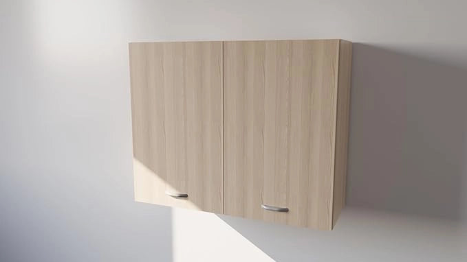 Pensile Cucina  in Legno Nobilitato Rovere Mobile Alto con 2 Ante, Pensile Componibile Moderno Made in Italy (H80XL70XP32cm)