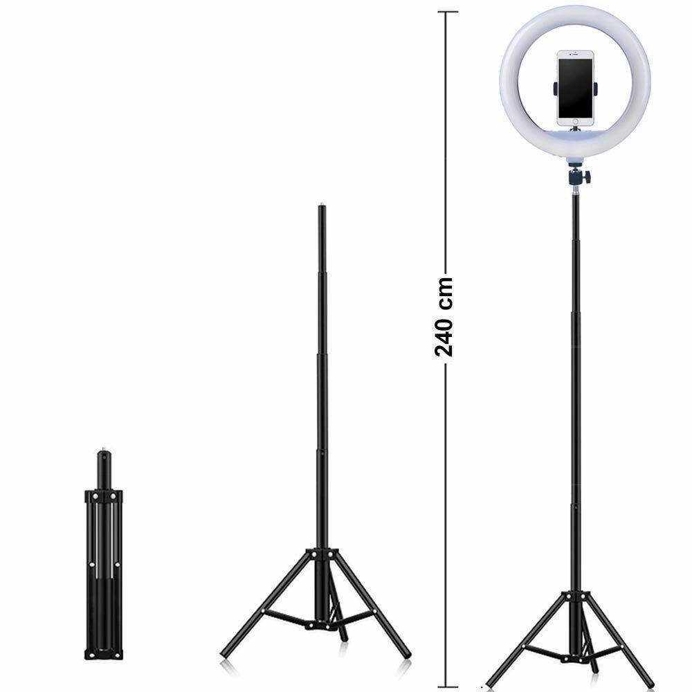 Trade Shop - Anello Luminoso Treppiedi Luce Selfie Tik Tok Led Lampada Ring Light Video 30cm -