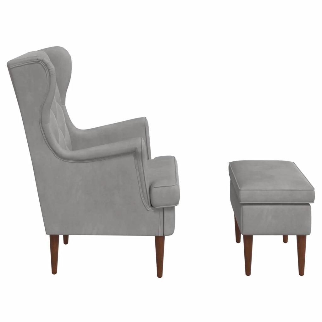 Poltrona con Ottomano 2 pz Grigio Chiaro Velluto 3418847