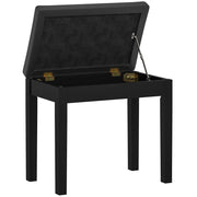 Panca da Pianoforte con Contenitore ¨C Xylo ¨C Ecopelle Trapuntata con Bottoni, Gambe in Legno, Nero