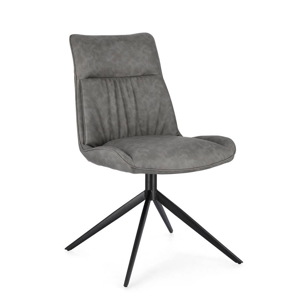 Set di 2 Sedie Imbottite in Similpelle con Gambe in Acciaio - ARIA