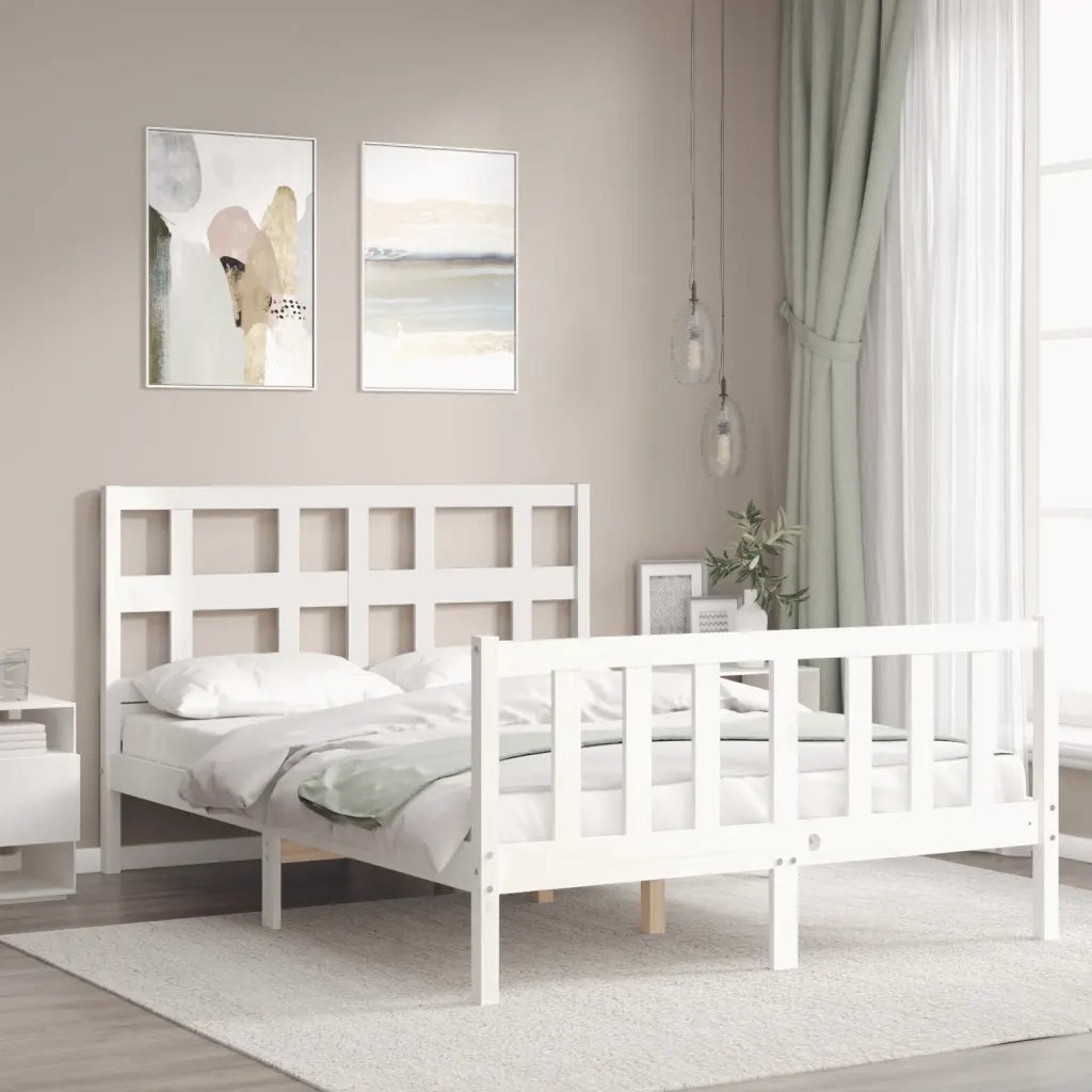 Letto senza Materasso-Struttura Letto Bianco 140x190 cm Legno Massello di Pino 217111