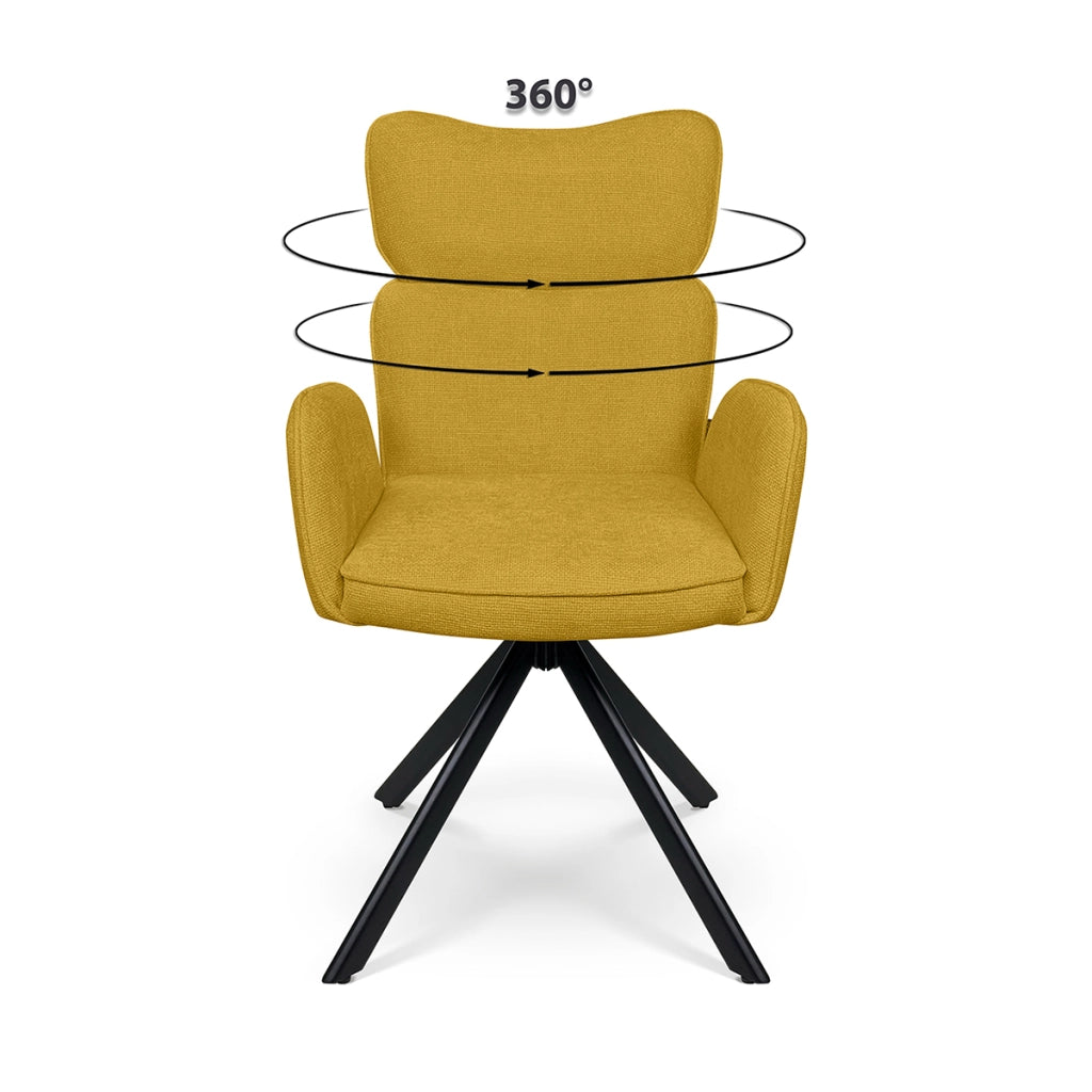 Sedia ufficio in tessuto, poltrona girevole giallo senape – Oslo
