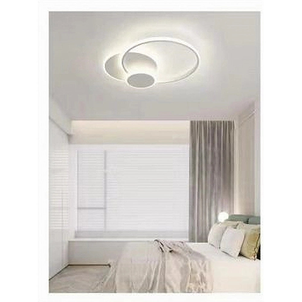 Trade Shop - Plafoniera Luce Fredda Led Cerchi 38w Lampadario A Soffitto Bianco Moderno 50026 -