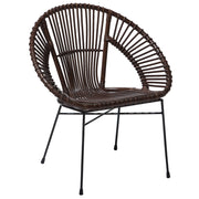 Poltrona in rattan Vimini marrone Gambe in metallo Nero Papasan Soggiorno Sala da pranzo