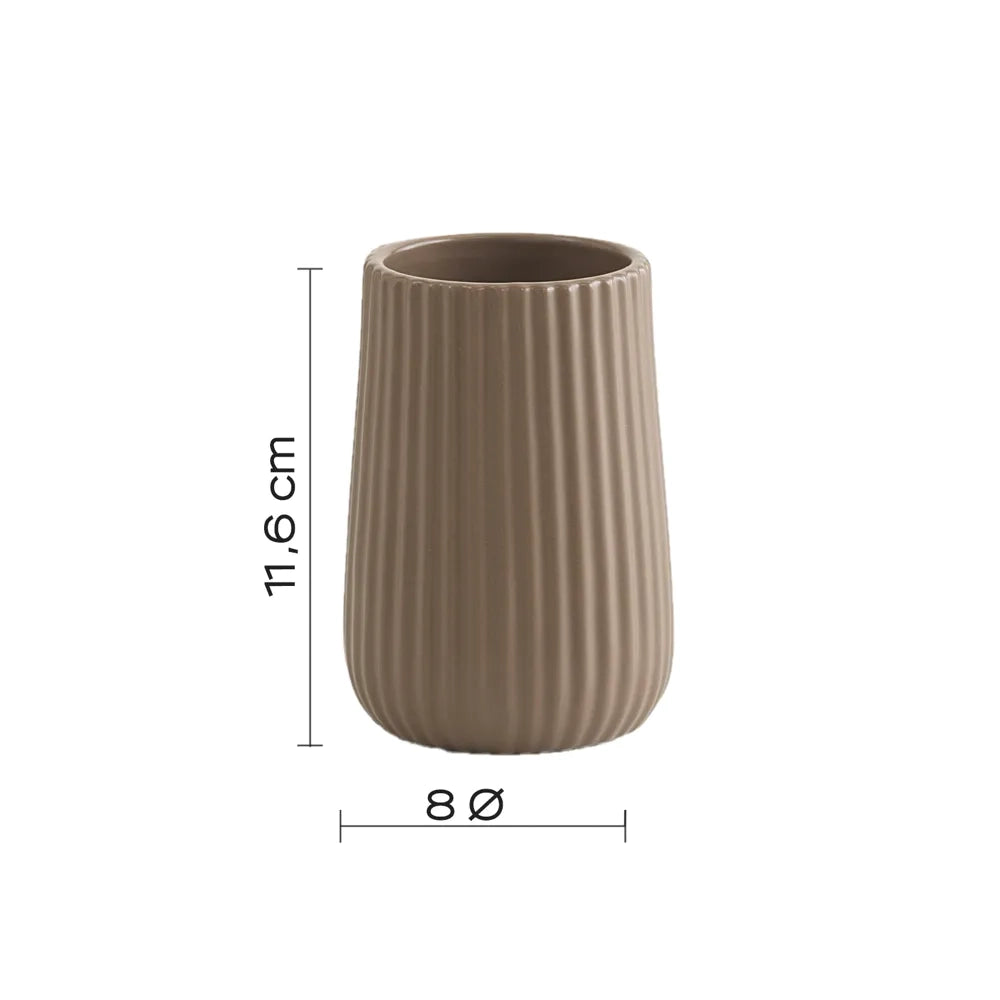 Portaspazzolini Gedy in ceramica tortora | Marika