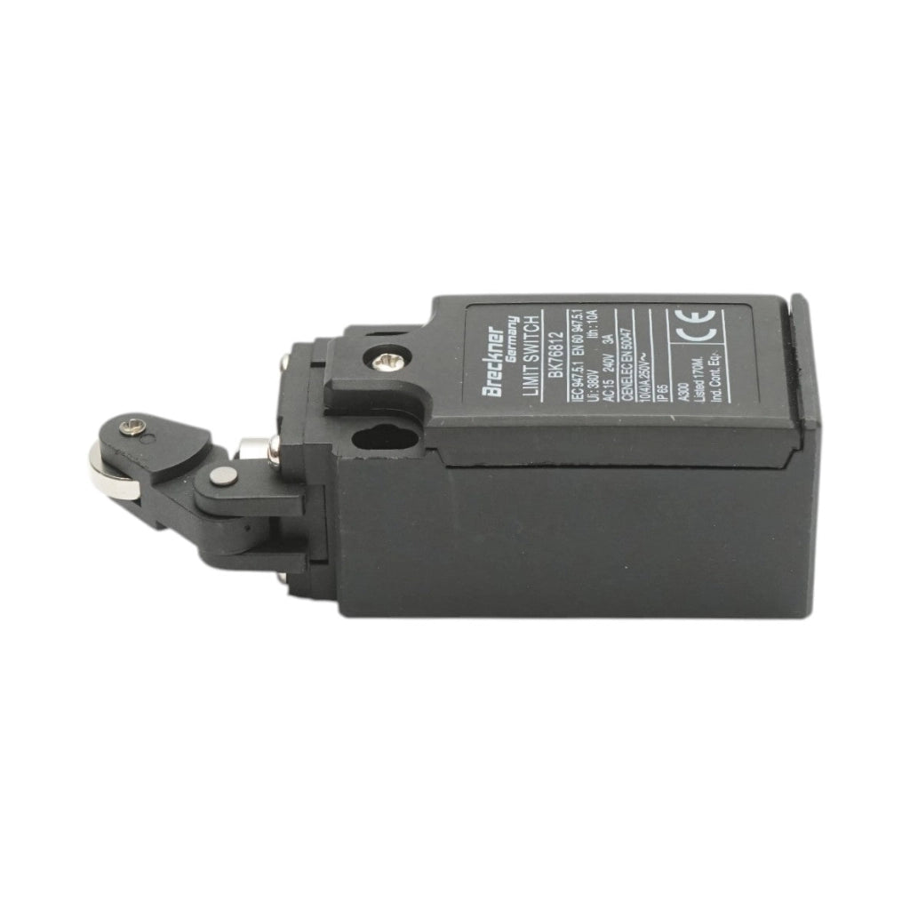 Finecorsa con attuatore a pistone, rullo orizzontale e braccio corto 250V/380V, 10A IP65 Breckner Germany