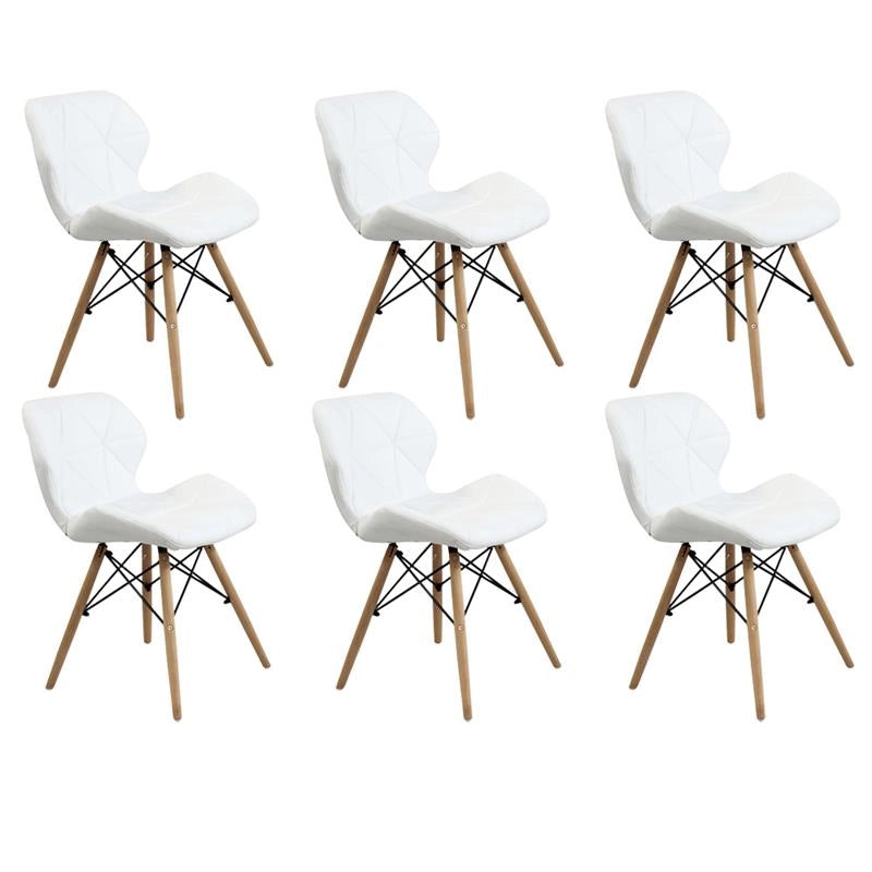 SET 6 SEDIE ANNAPOLIS MODERNA IN ECOPELLE E LEGNO BIANCA 41 X 49 X H71 CM