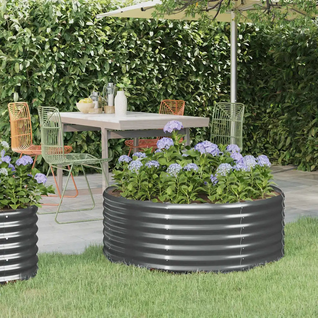 Letto da Giardino in Acciaio a Polvere 100x100x36 cm Antracite
