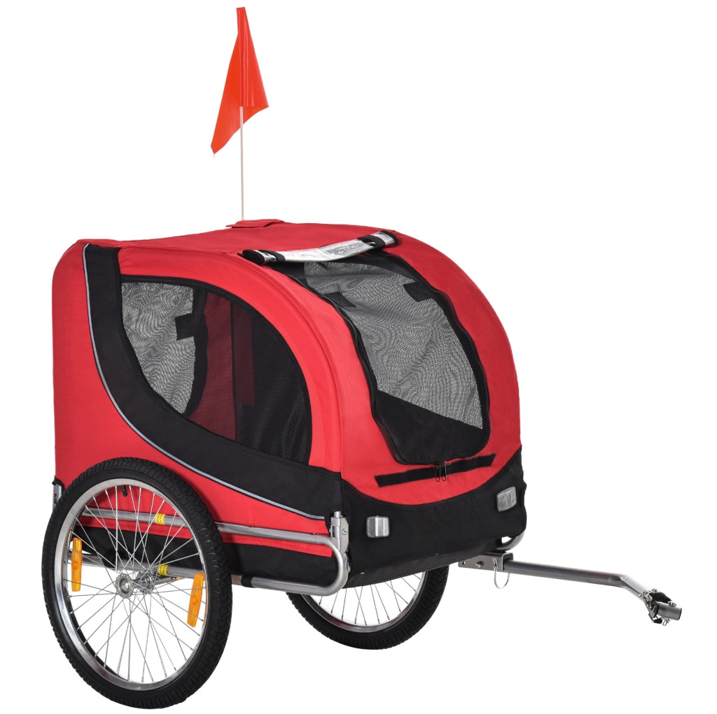 Rimorchio per bici per cani in tessuto Oxford rosso; 130 x 73 x 90 cm