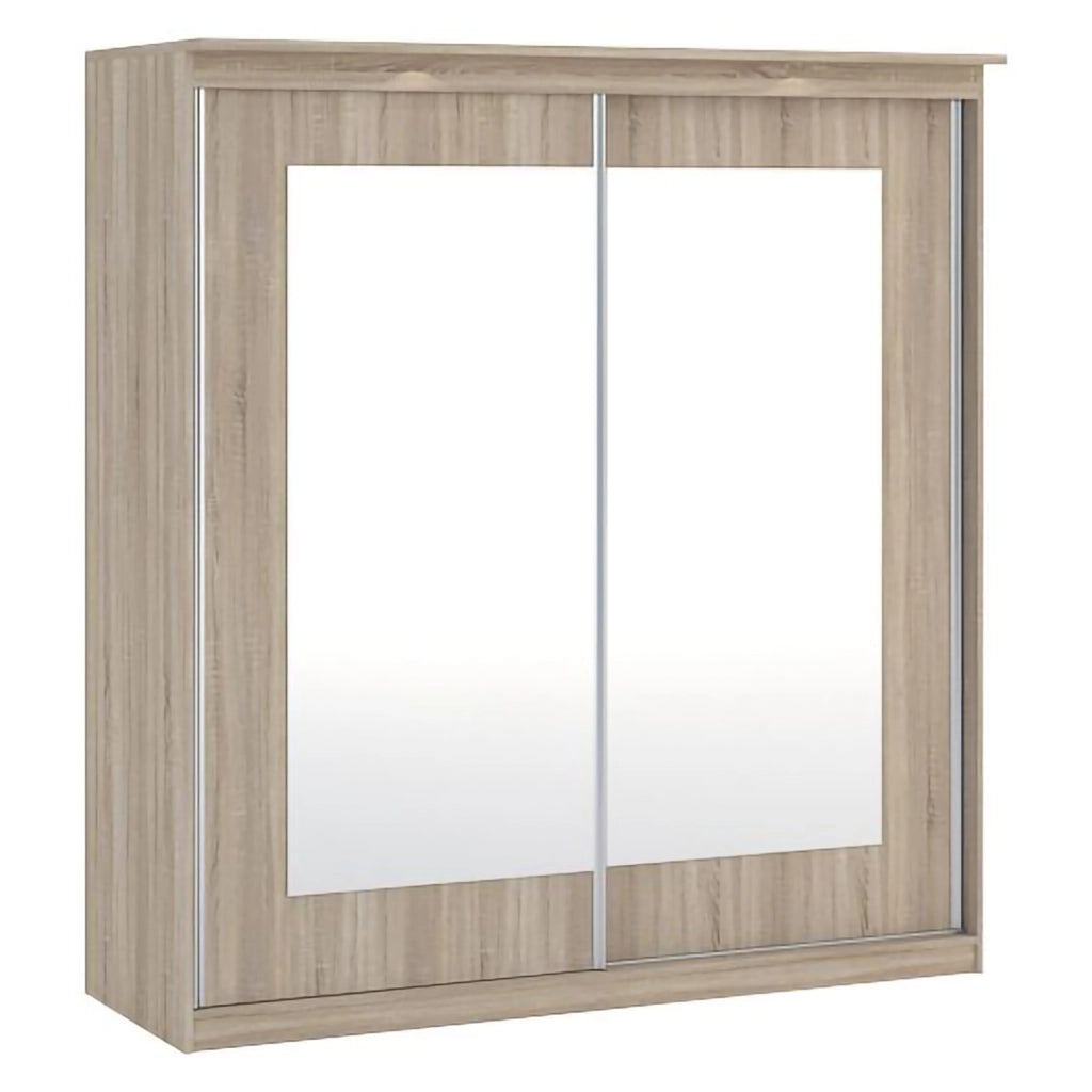 Armadio Camera da Letto Lesale, Guardaroba 2 Ante Appendiabiti, 180x195h cm Marrone Rovere
