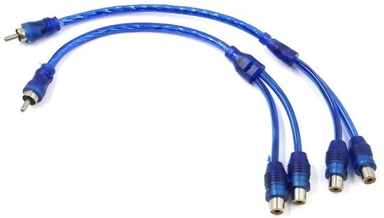 Adattore di cavo per splitter per 2 ingressi RCA a connettore per amplificatore auto. 2 pezzi.