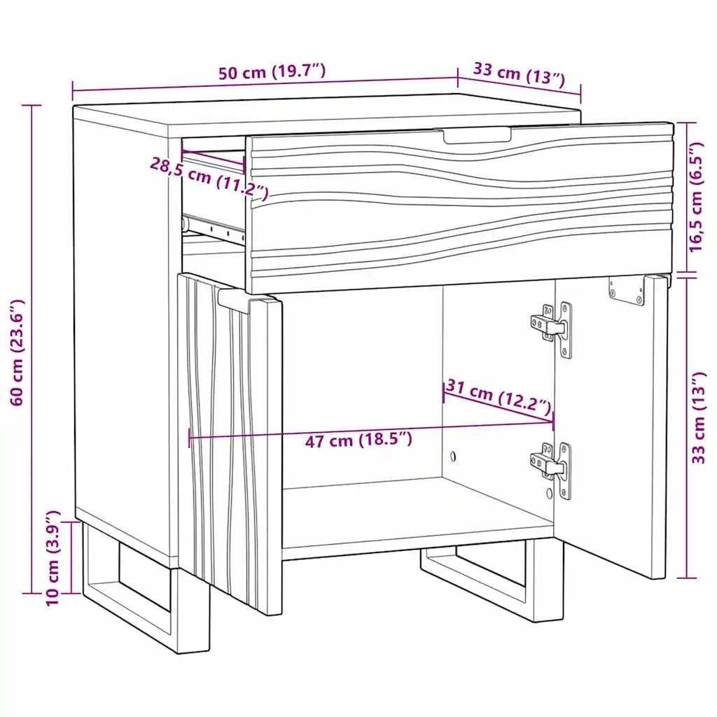 vidaXL Armadio da Notte con cassetto Bianco e nero 50 x 33 x 60 cm