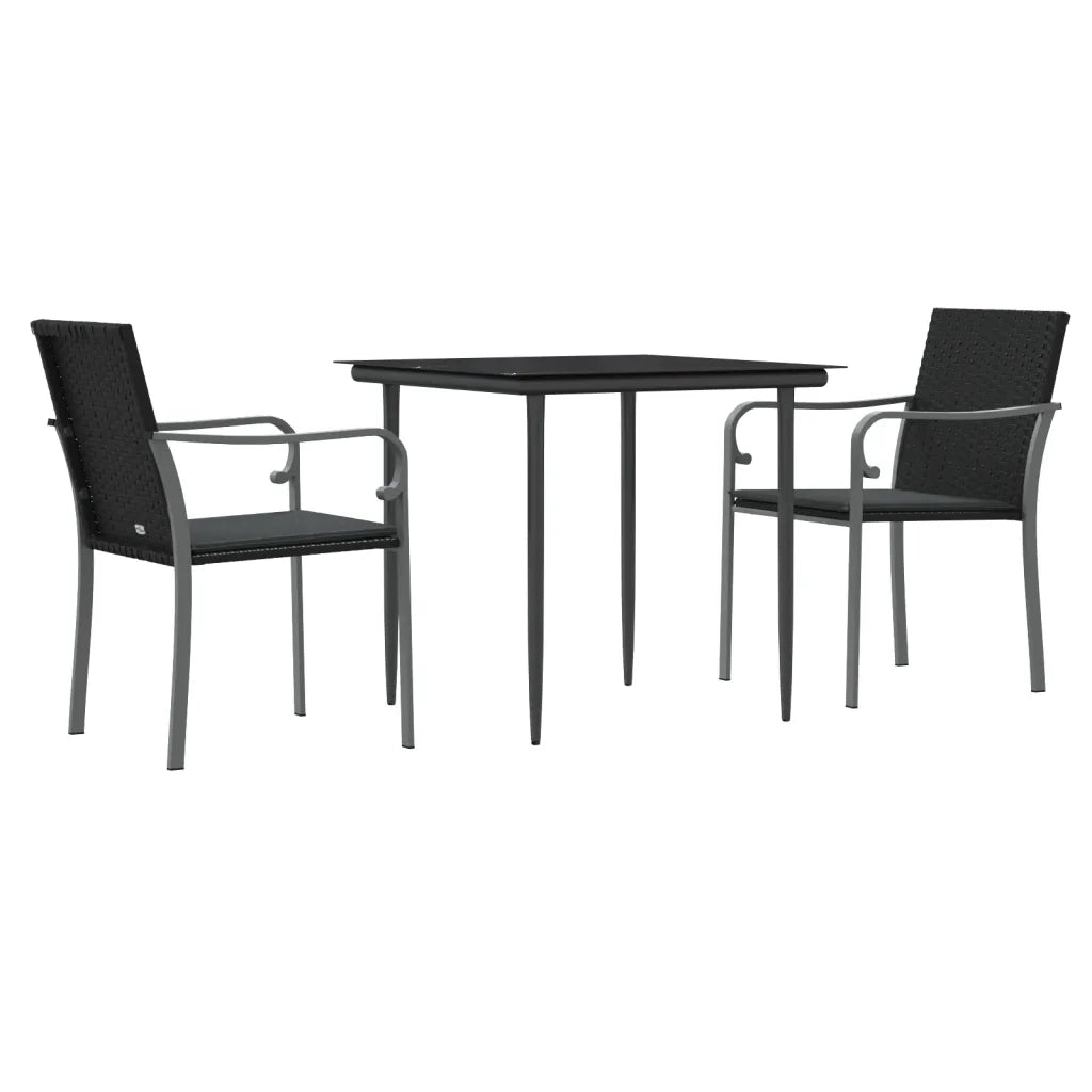 Set Pranzo da Giardino 3pz con Cuscini in Polyrattan e Acciaiocod mxl 76603