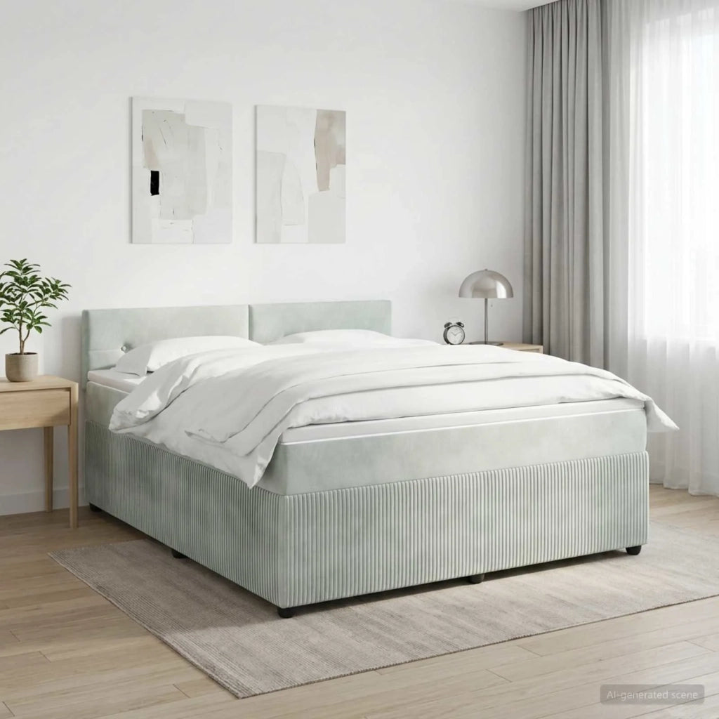 Letto box spring con materasso Grigio Chiaro 160 x 200 cm 3451709