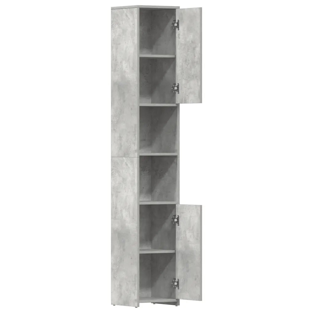 Elegante mobiletto contenitore per il bagno 30 x 30 x 183,5 cm legno composito grigio cemento 02_0047717