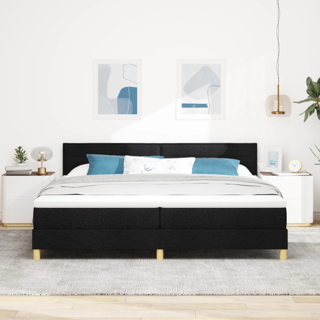 Letto Box Spring con Materasso & LED Nero 200x200 cm Tessuto