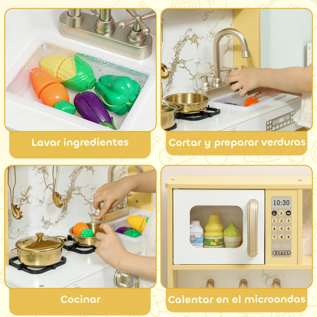 Cucina Giocattolo in Legno con Accessori ¨C zephmum ¨C Naturale