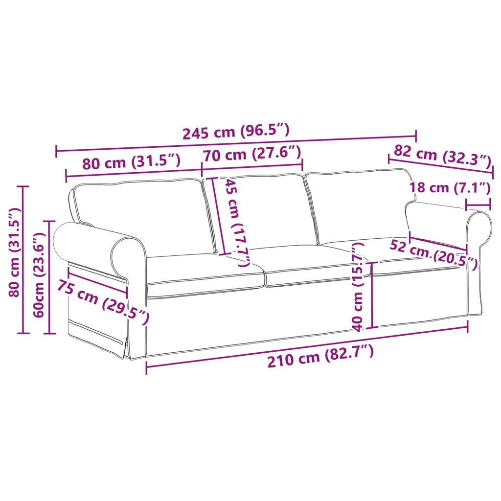 Divano Grigio chiaro 245 x 82 x 80 cm Tessuto