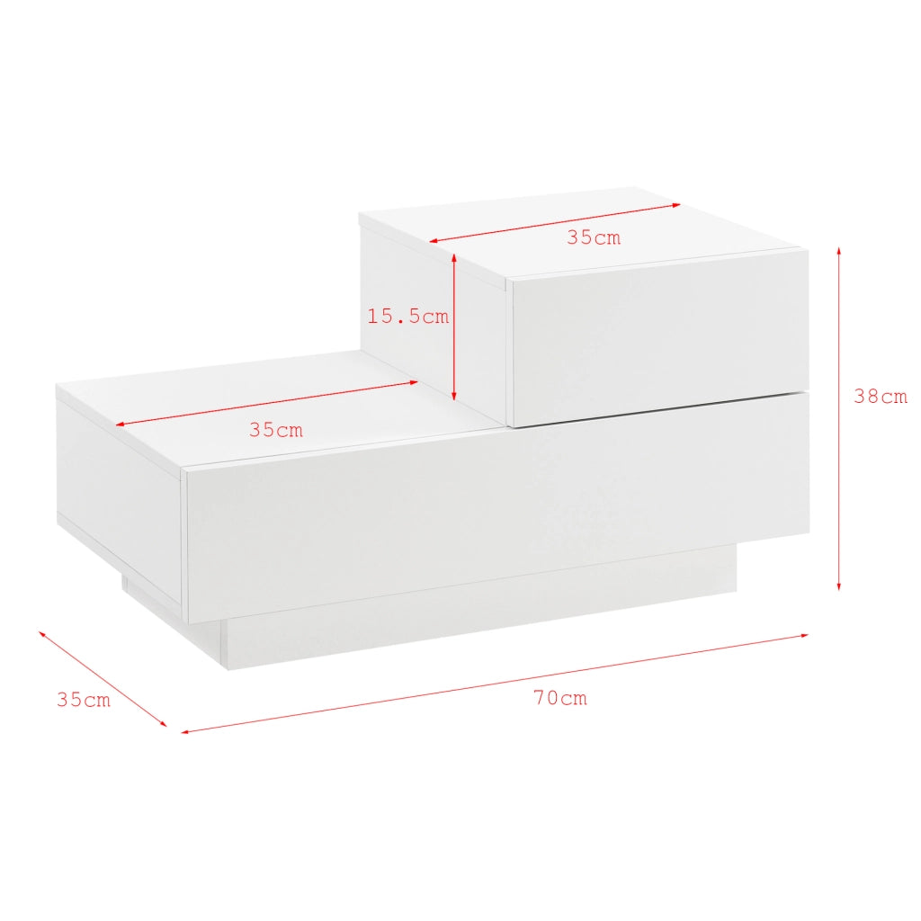 Comodino da Notte a 2 Cassetti 38 x 70 x 35 cm Cassettiera e Portaoggetti Mobile da Divano/Letto Posizione a Destra -
