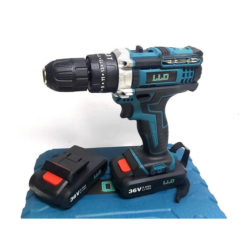 Trade Shop - Trapano Avvitatore Doppia Batteria A Litio 36 V Max + Valigetta 26 Accessori Lld -