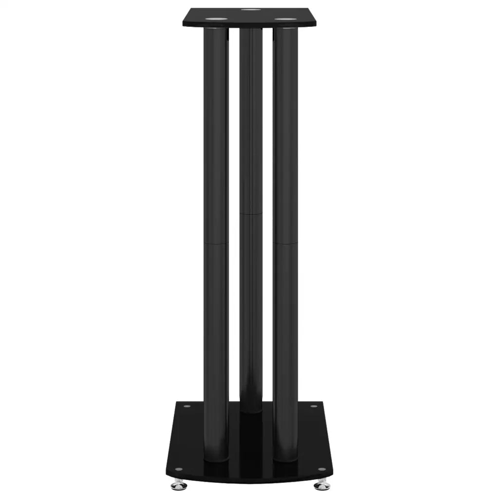 Pedane per Casse 2 pz Nero Vetro Temperato Design a 3 Pilastri CFW7377307