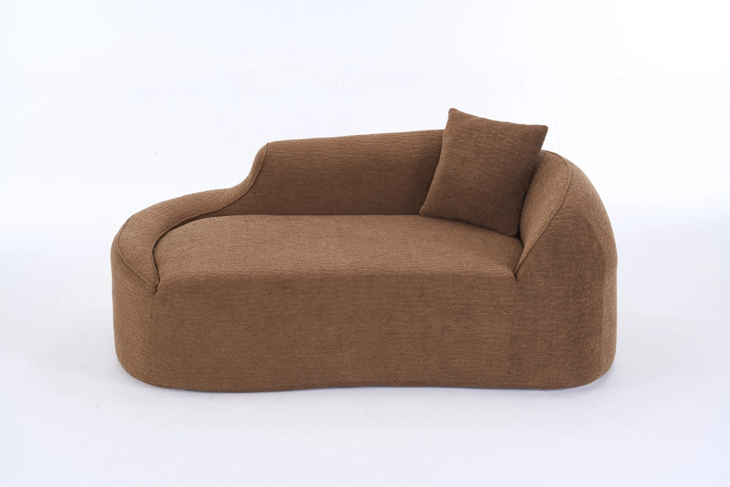 Méridienne in chenille con seduta profonda e cuscino divano letto 3 in 1 per salotto camera e interni caramello