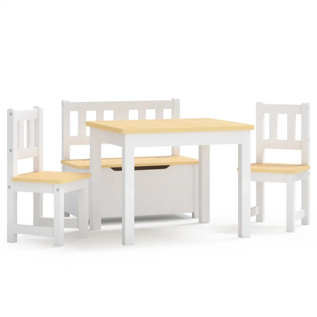 Set Tavolo e Sedie per Bambini 4 Pezzi Bianco e Beige in MDF 10412