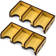 Houders per cartelle in legno - adatti per carte da gioco - 2 pezzi - 3 contenitori per houder