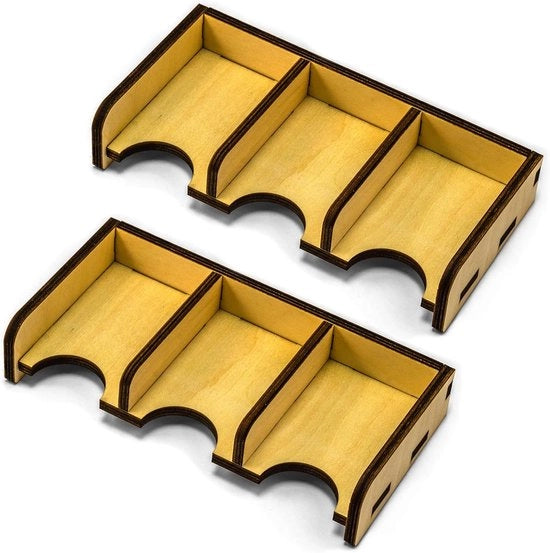 Houders per cartelle in legno - adatti per carte da gioco - 2 pezzi - 3 contenitori per houder