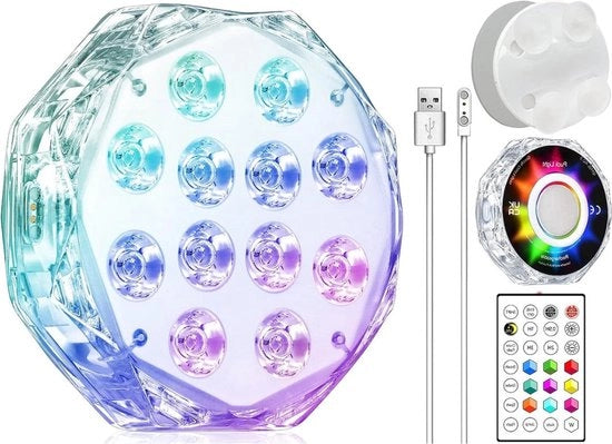 Luce a LED per Piscina a Scavo con Controllo Remoto - Illuminazione Acquatica Ricaricabile - Luce Super Brillante Magnetica - 1 Pacchetto