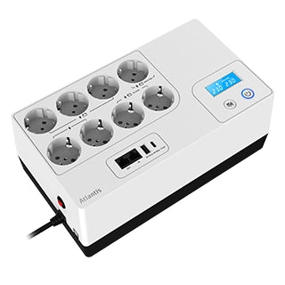 Ups atlantis a03-ps2100u onepower 2100u workstation ups 10.00va/600w line interactive con avr batteria12v 9a/h 8schuko