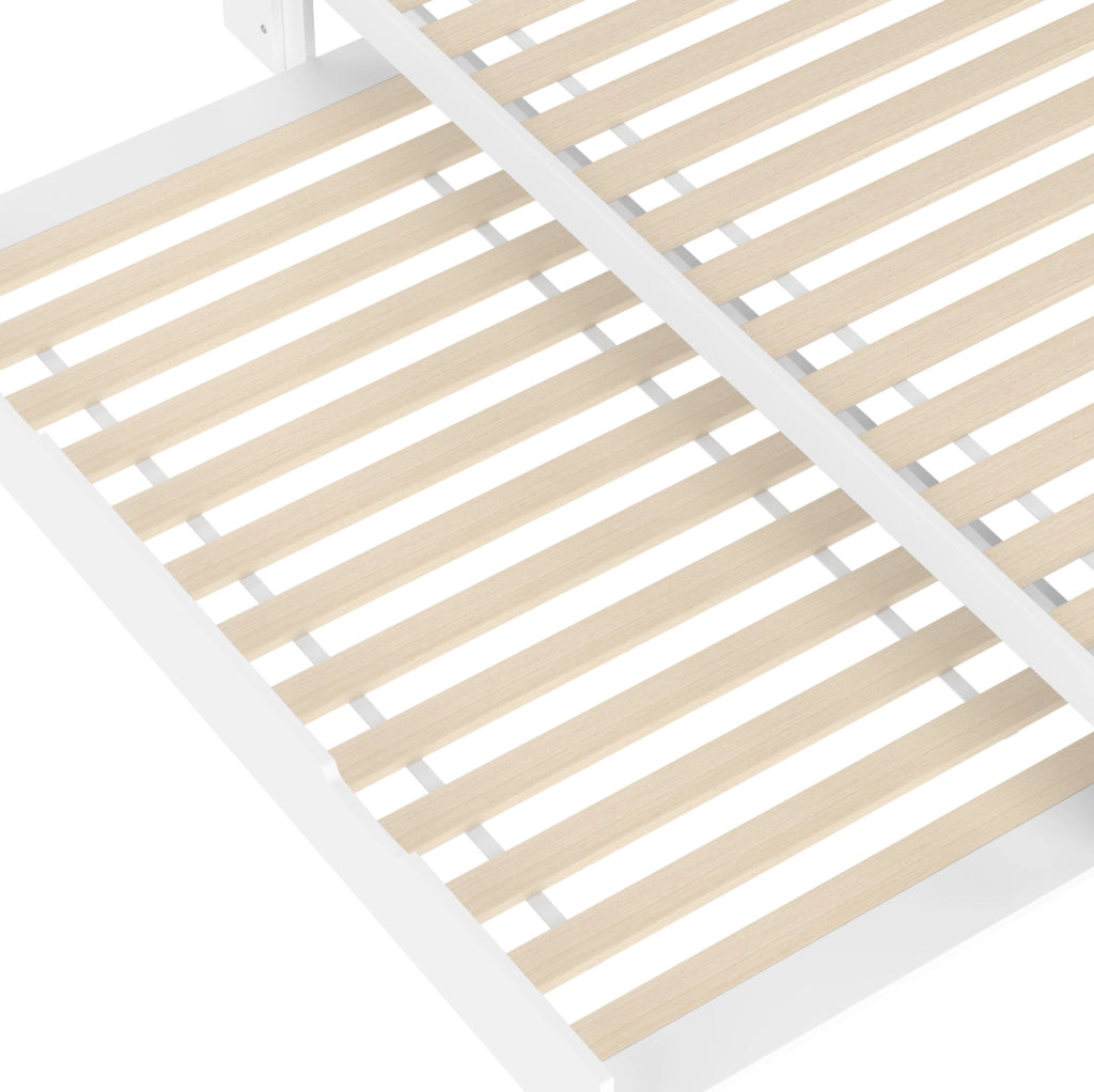 Letto 140x200 cm con letto estraibile e vano testiera in pino bianco