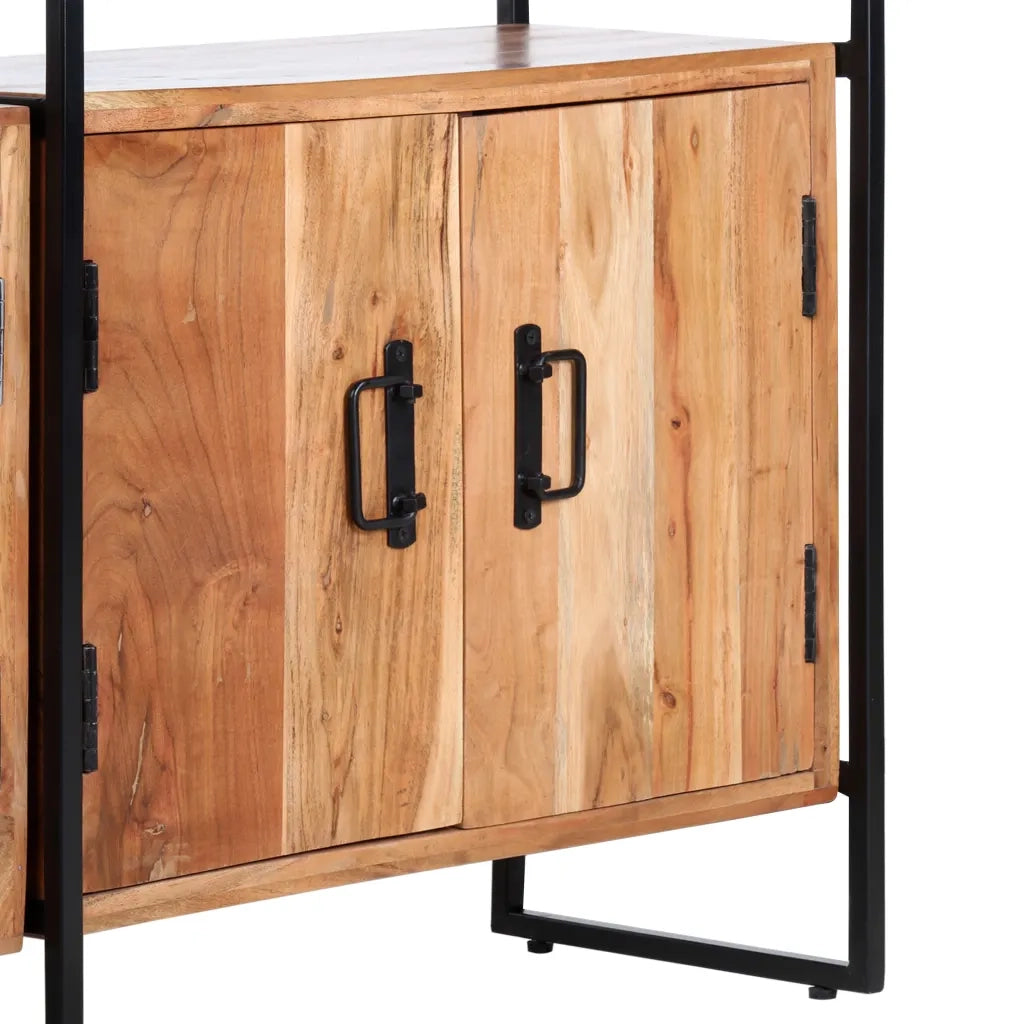 Libreria a 4 Livelli Legno Massello di Acacia 124x30x180 cm  cod mxl 6352