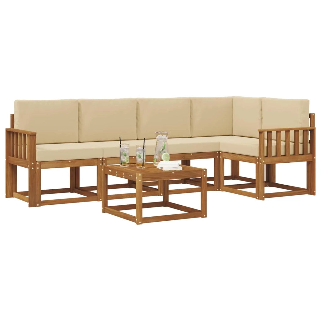 Set di divani da esterno con cuscino 6 pcs Naturale e Beige