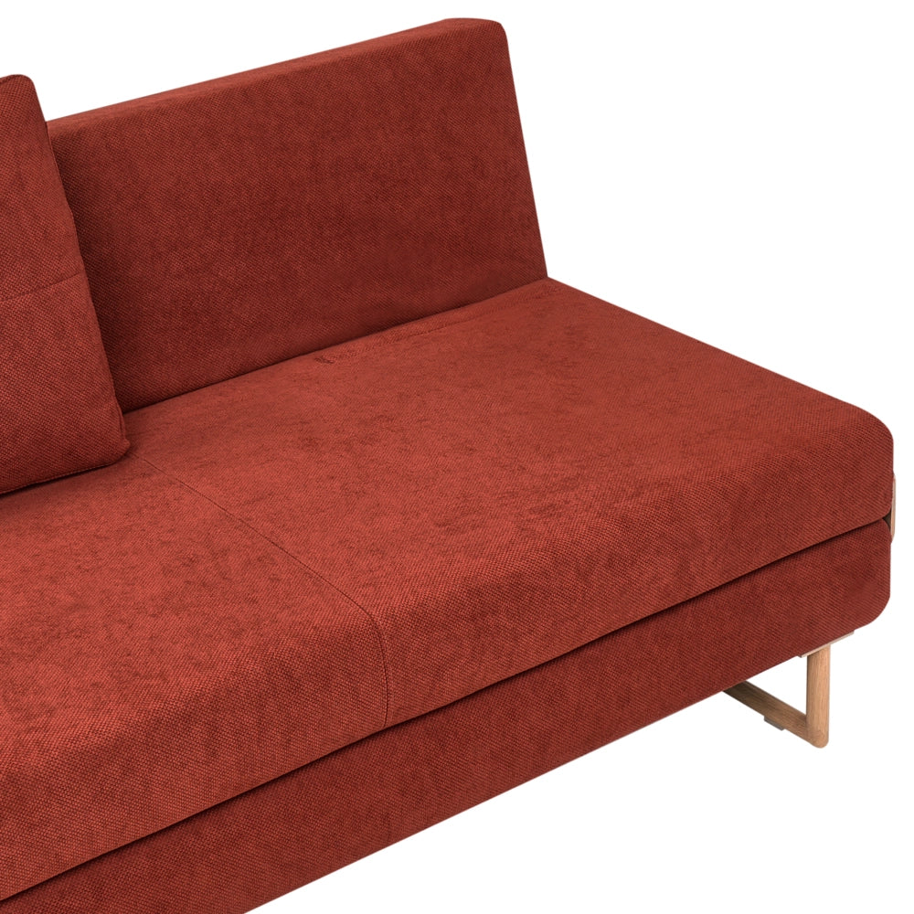 Divano letto a 3 posti Tessuto rosso per divano 3 persone Funzione letto pieghevole