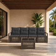 Set Divano da Giardino 5 pz Grigio polyrattan 3435638