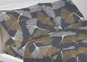Completo Lenzuola Letto Morbida Flanella 100% Cotone Dis. Ginko - Piazza E Mezza - Giallo