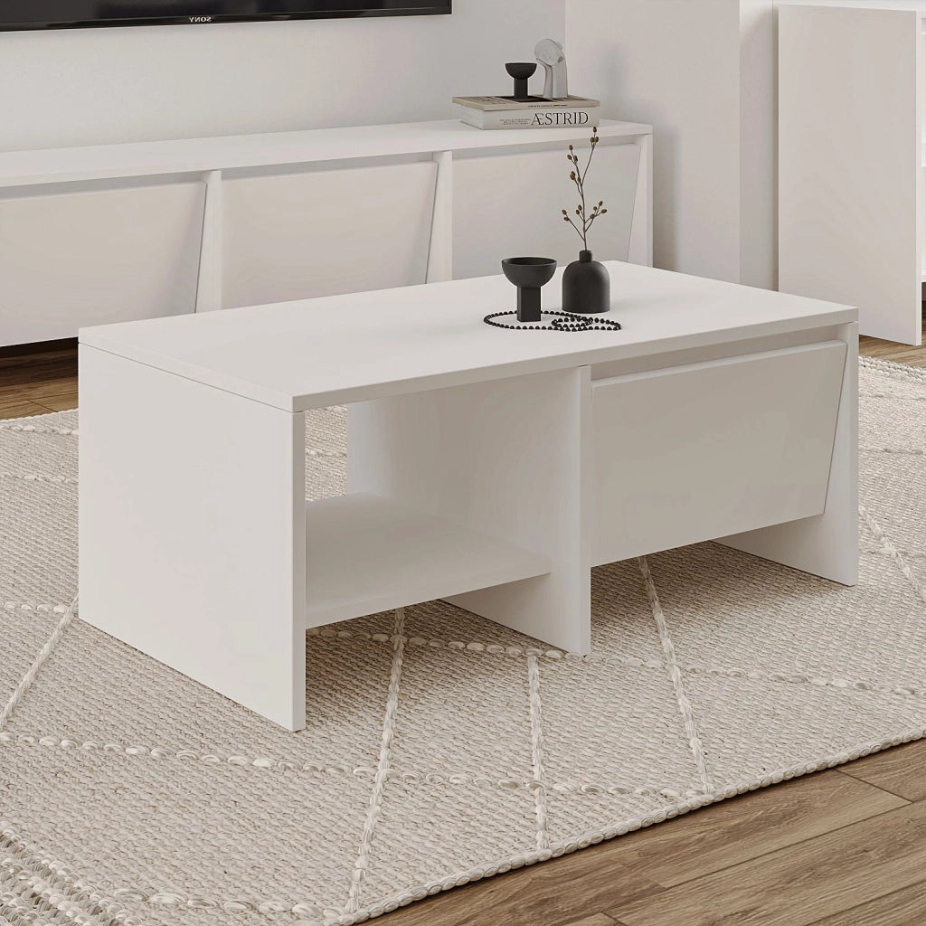 Tavolino in legno "Laris" - 90 x 45 x 35 cm - Bianco