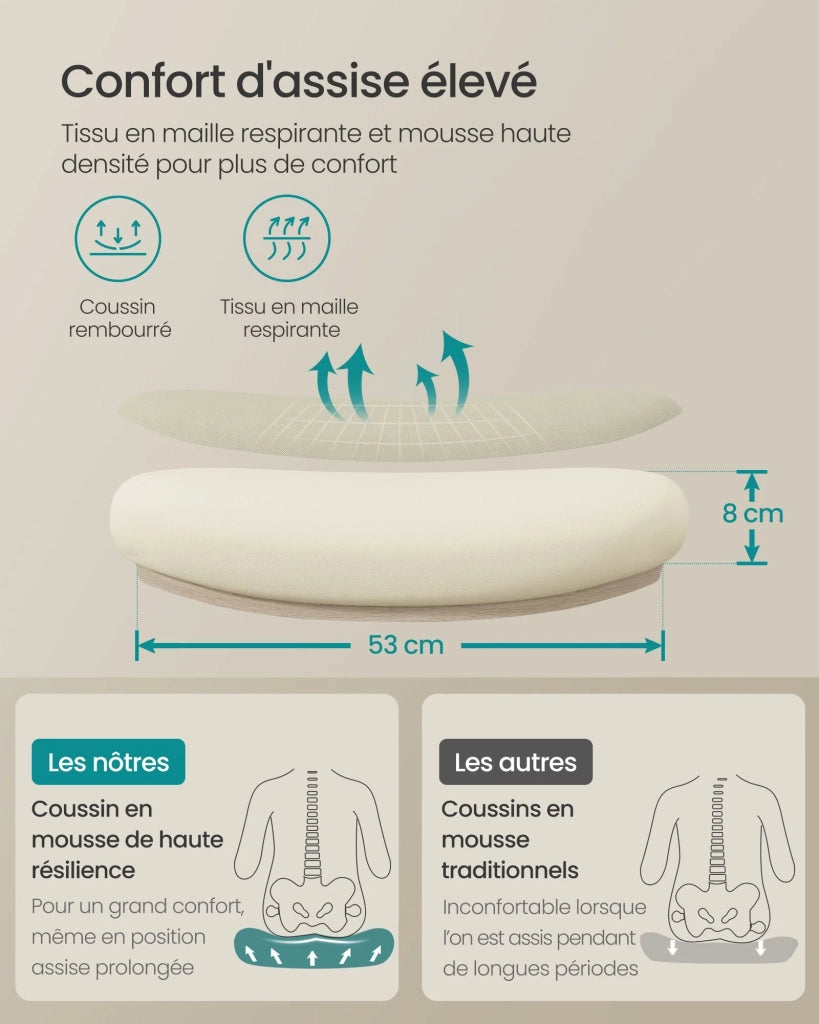 Sedia da ufficio ergonomica in tela con supporto lombare imbottito meccanismo a dondolo seduta larga 53 cm braccioli pieghevoli e poggiatesta beige 12_0004843