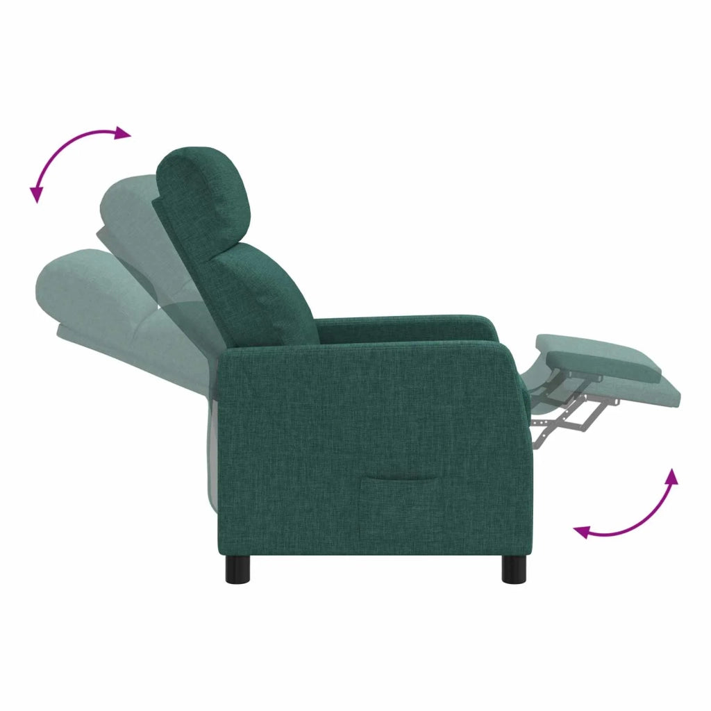 Divano Sedia-Poltrona reclinabile Verde Scuro Tessuto 675367