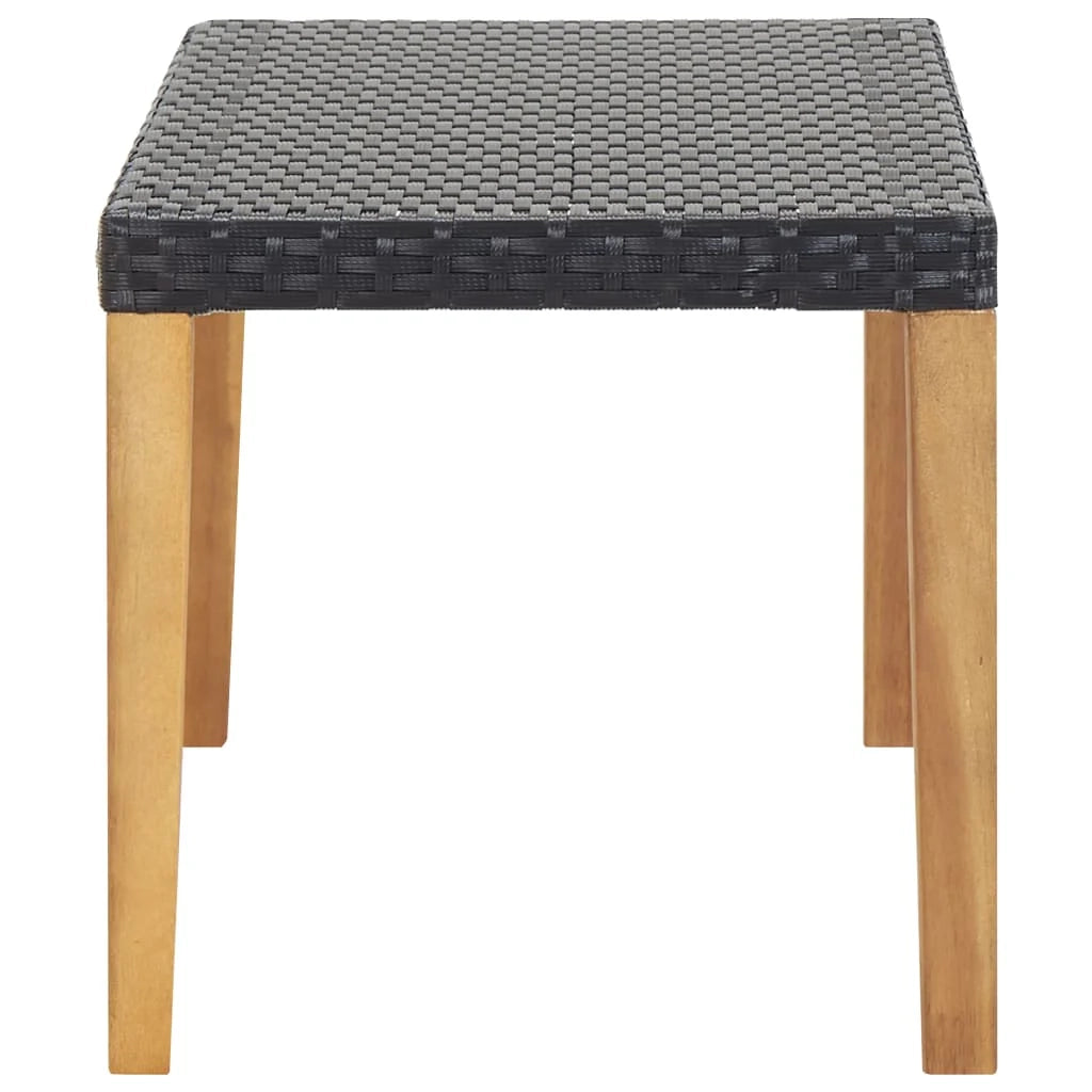 Panca da giardino arredo da esterno terrazza 120 cm nero resina intrecciata e legno di acacia 02_0011203