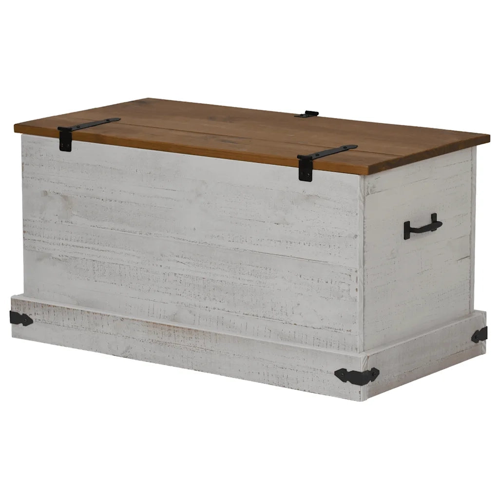 vidaXL Cassapanca HALDEN Bianco 91x48x47 cm in Legno Massello di Pino