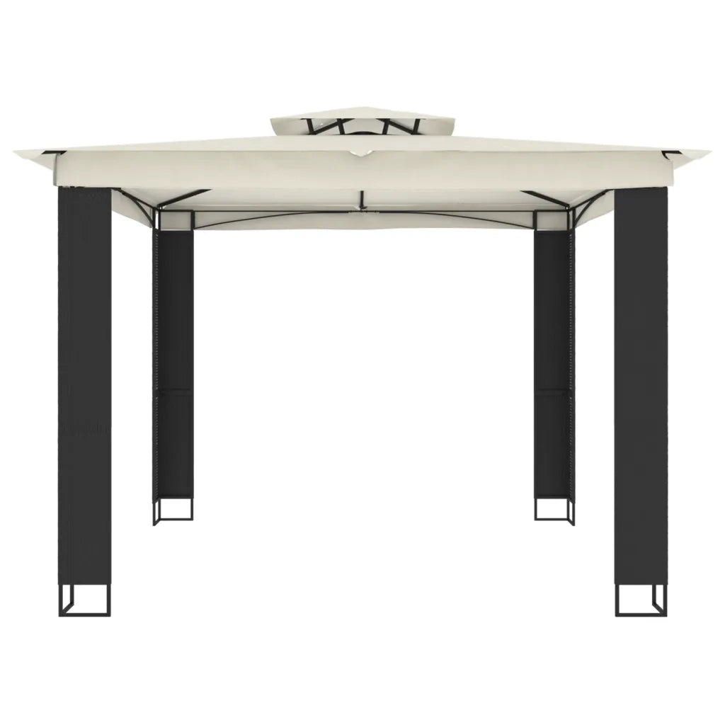Gazebo con Tetto Doppio Crema 2,94x2,94 m in Acciaio 368444
