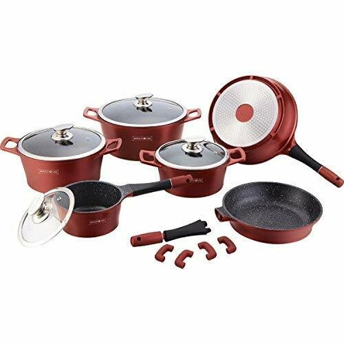 Set batteria di pentole Set Pentole 14 pezzi Pietra Lavica Royalty line BordÃ²