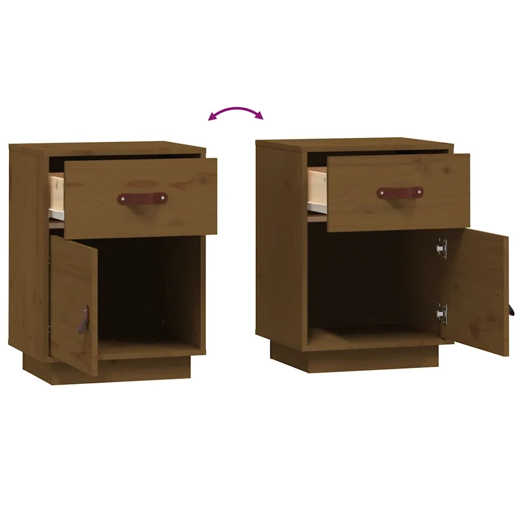 Comodino ambra 40x34x55 cm in Legno Massello di Pino 818311