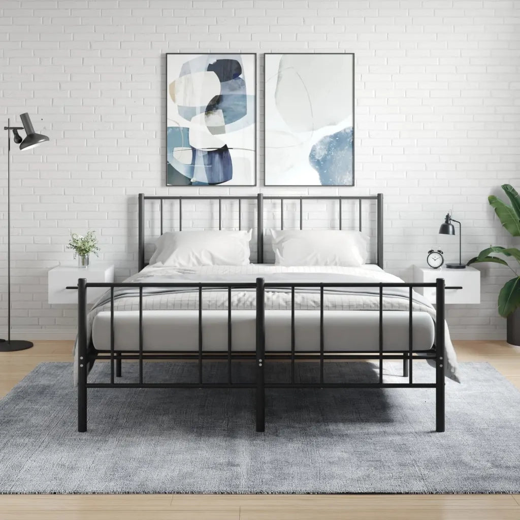 Set di 2 Comodini | Armadio da Notte | Mobiletto da notte a Muro Bianco Lucido 35x35x20 cm