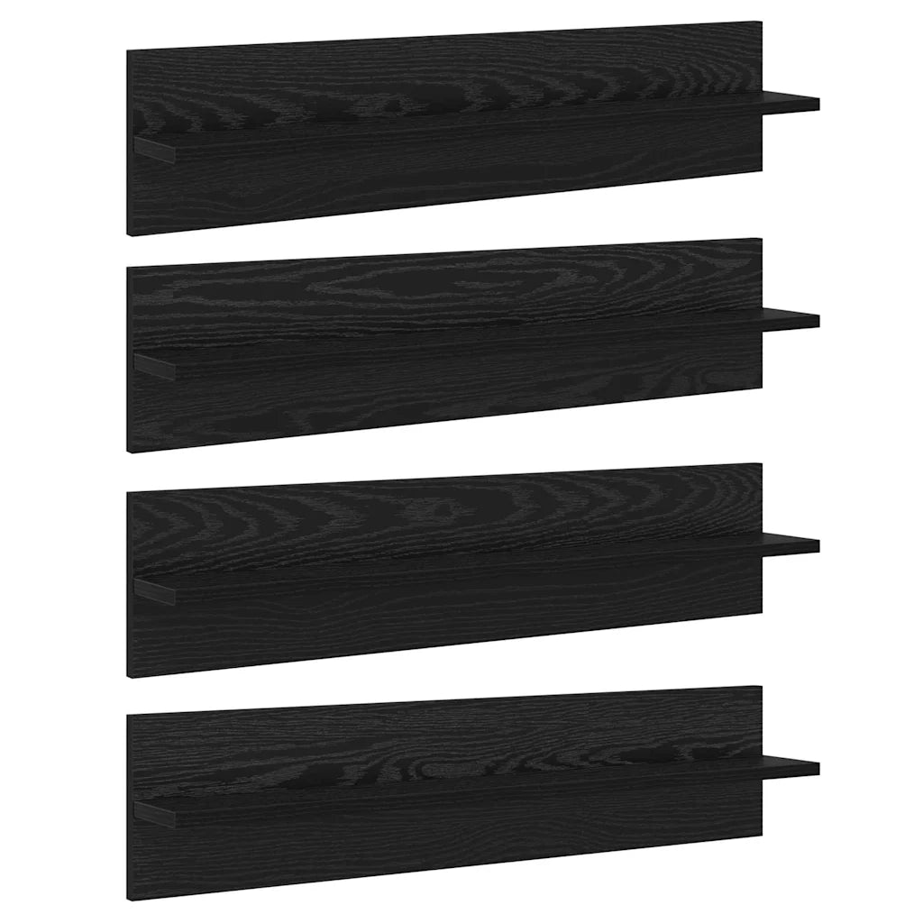 Scaffali da parete 4 pcs Rovere Nero 80 x 11,5 x 18 cm 886232