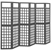 Divisorio a 6 Pannelli in Legno di Abete Nero 242,5x180 cm